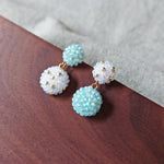Leda Earrings in Blue Mismatched Display Front