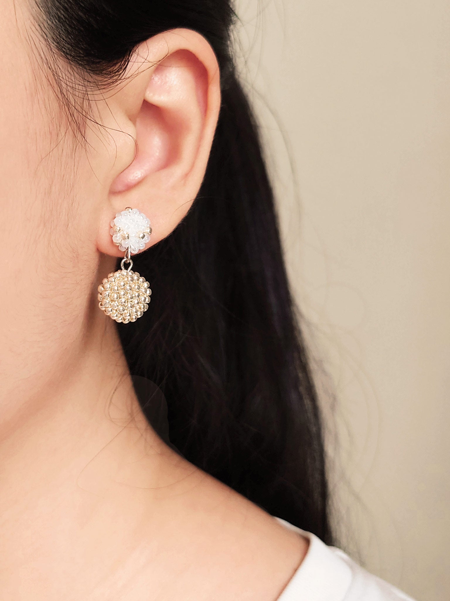 Leda Stars and Moon Earrings Model Right