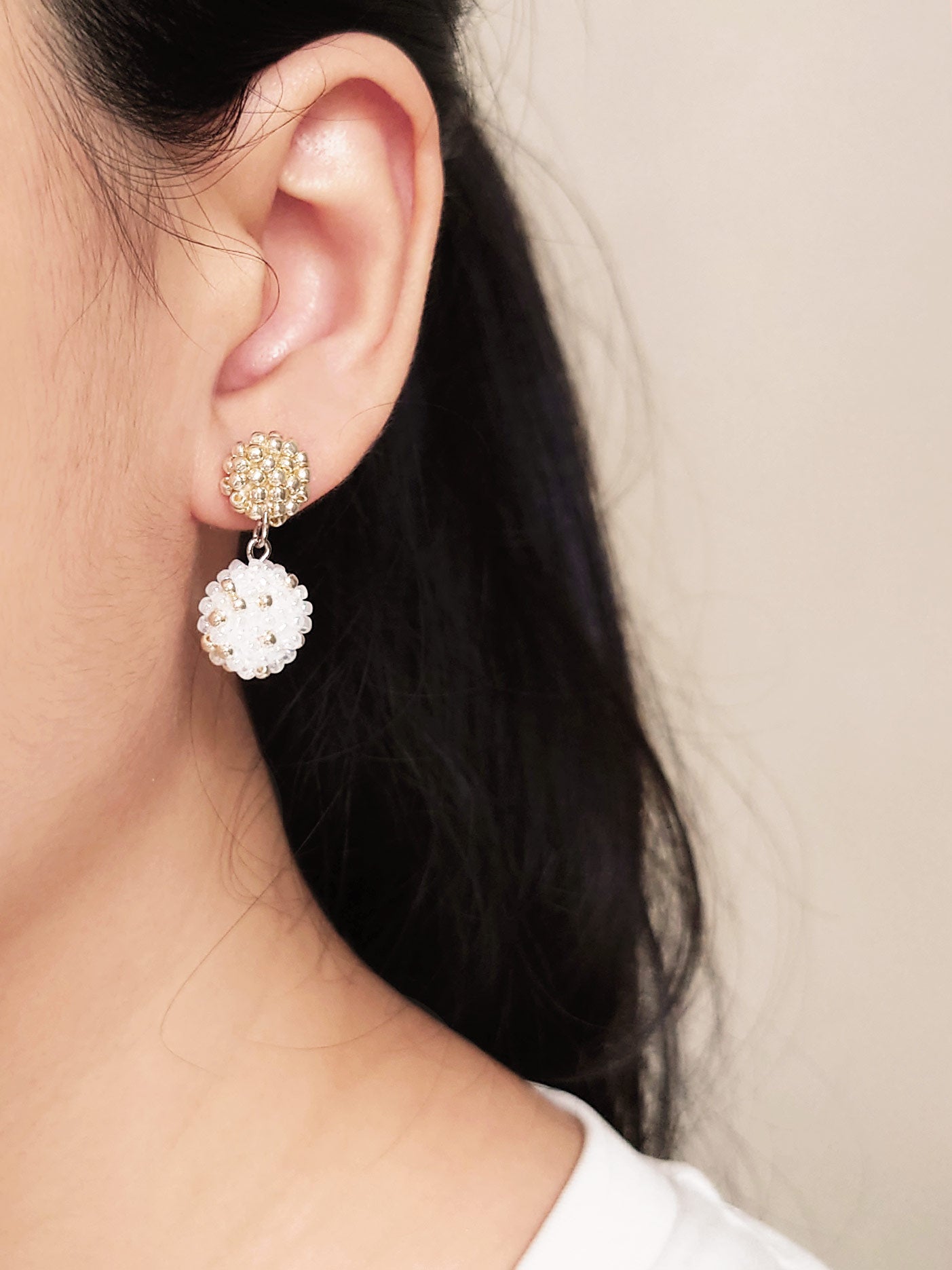 Leda Stars and Moon Earrings Model Left