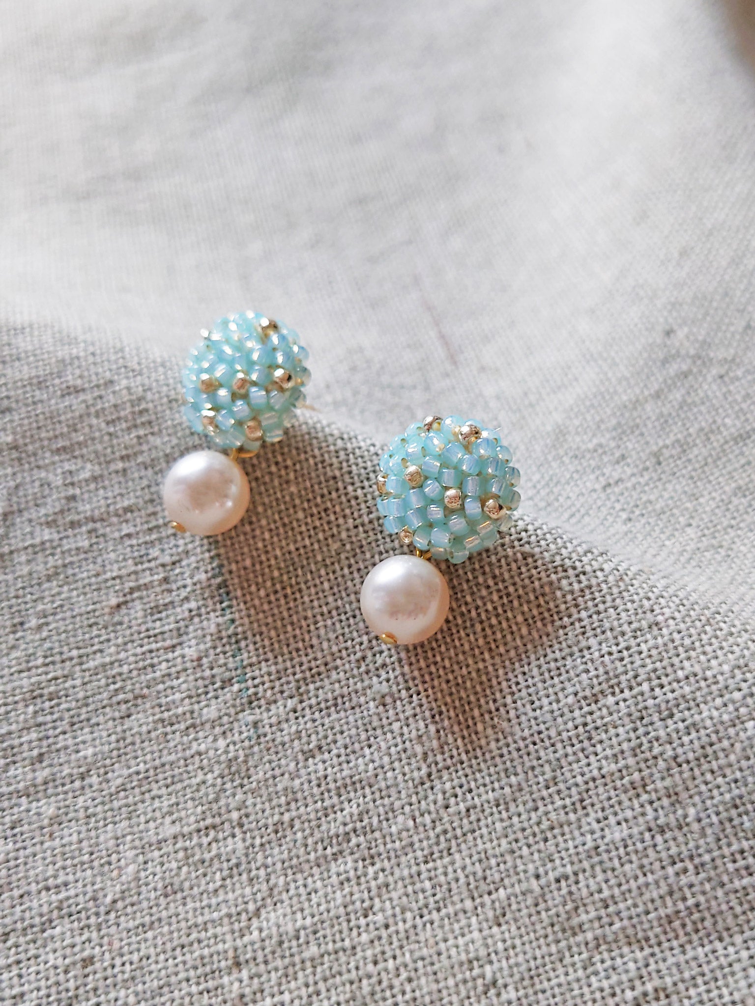 Mariota Drop Earrings in Blue Front