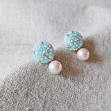 Mariota Drop Earrings in Blue Left