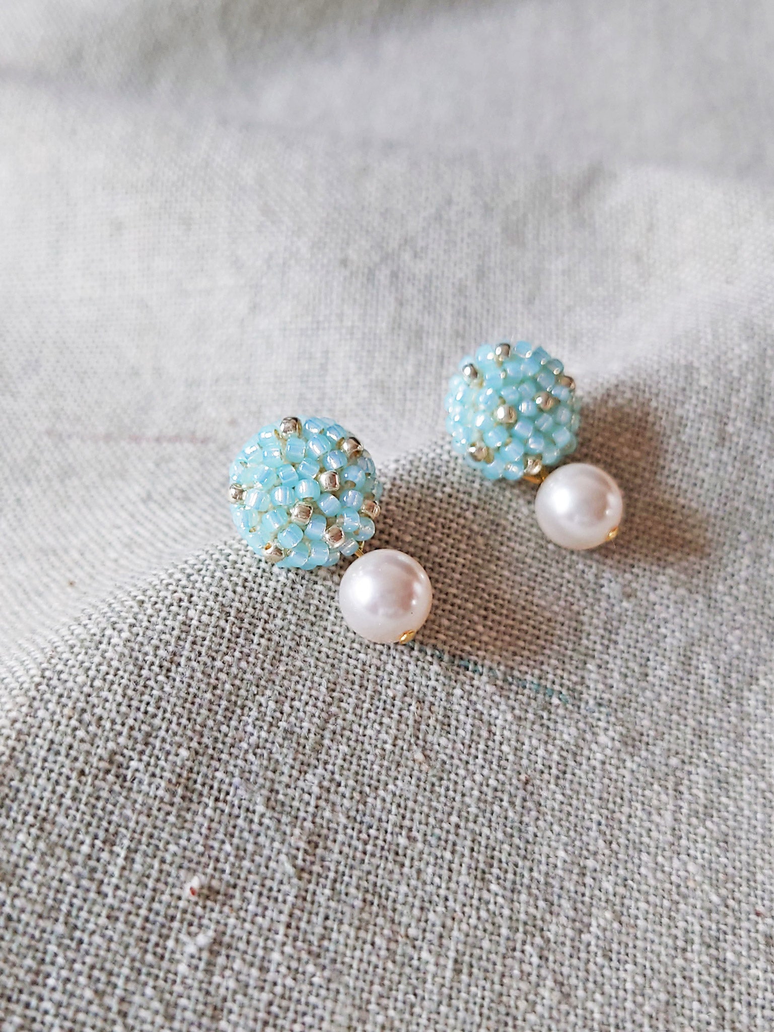 Mariota Drop Earrings in Blue Left