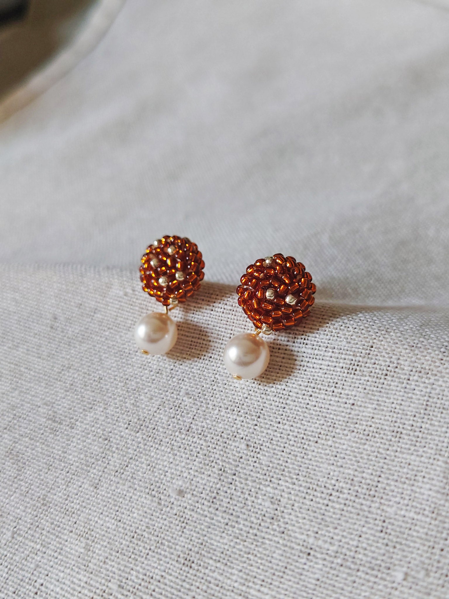 Mariota Drop Earrings in Dark Amber Front