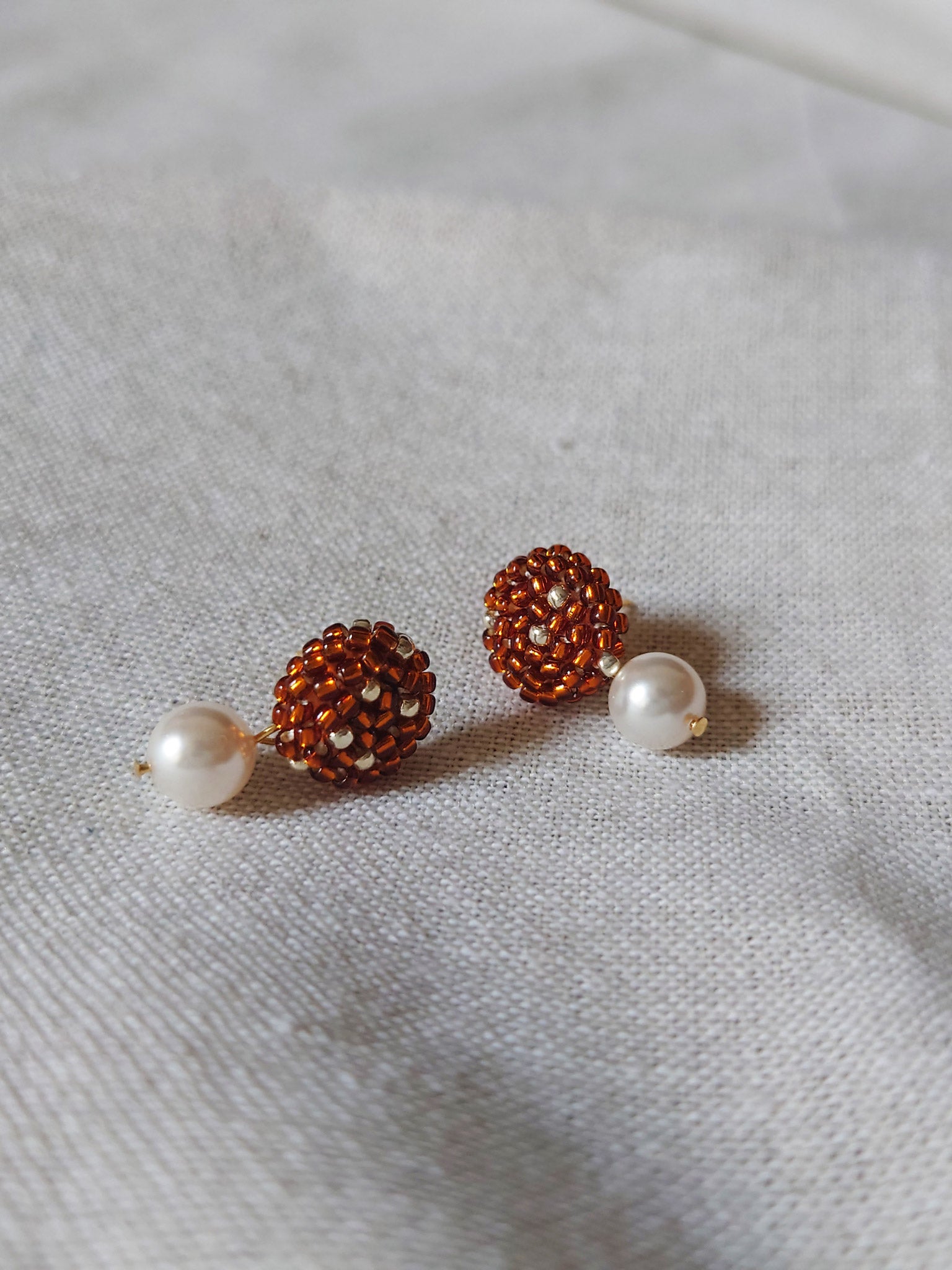 Mariota Drop Earrings in Dark Amber Side