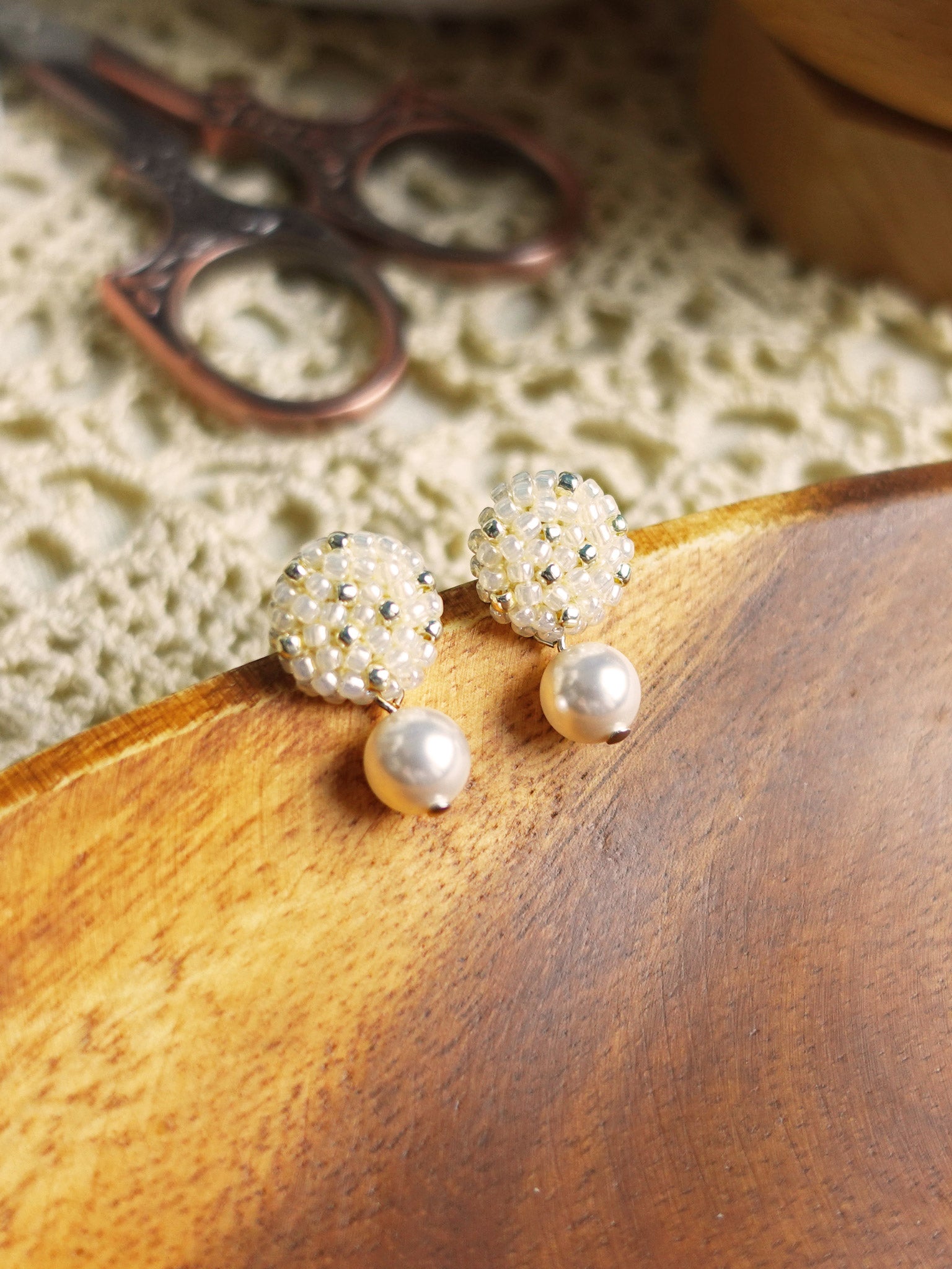 Mariota Drop Earrings in Ivory Front