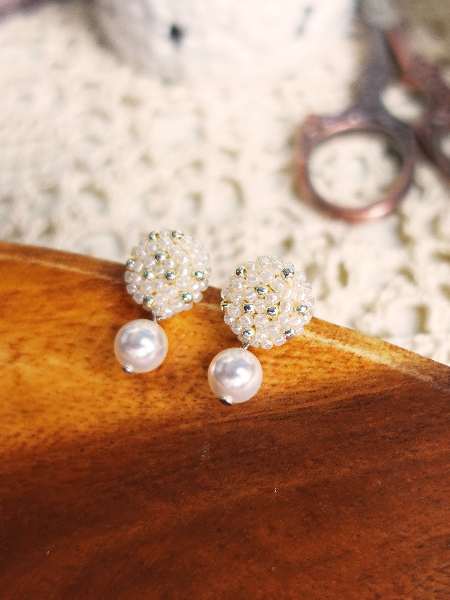 Mariota Drop Earrings in Ivory Right
