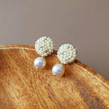 Mariota Drop Earrings in Milk White Front
