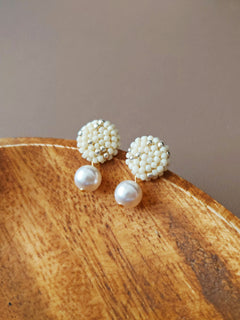Mariota Drop Earrings in Milk White Front