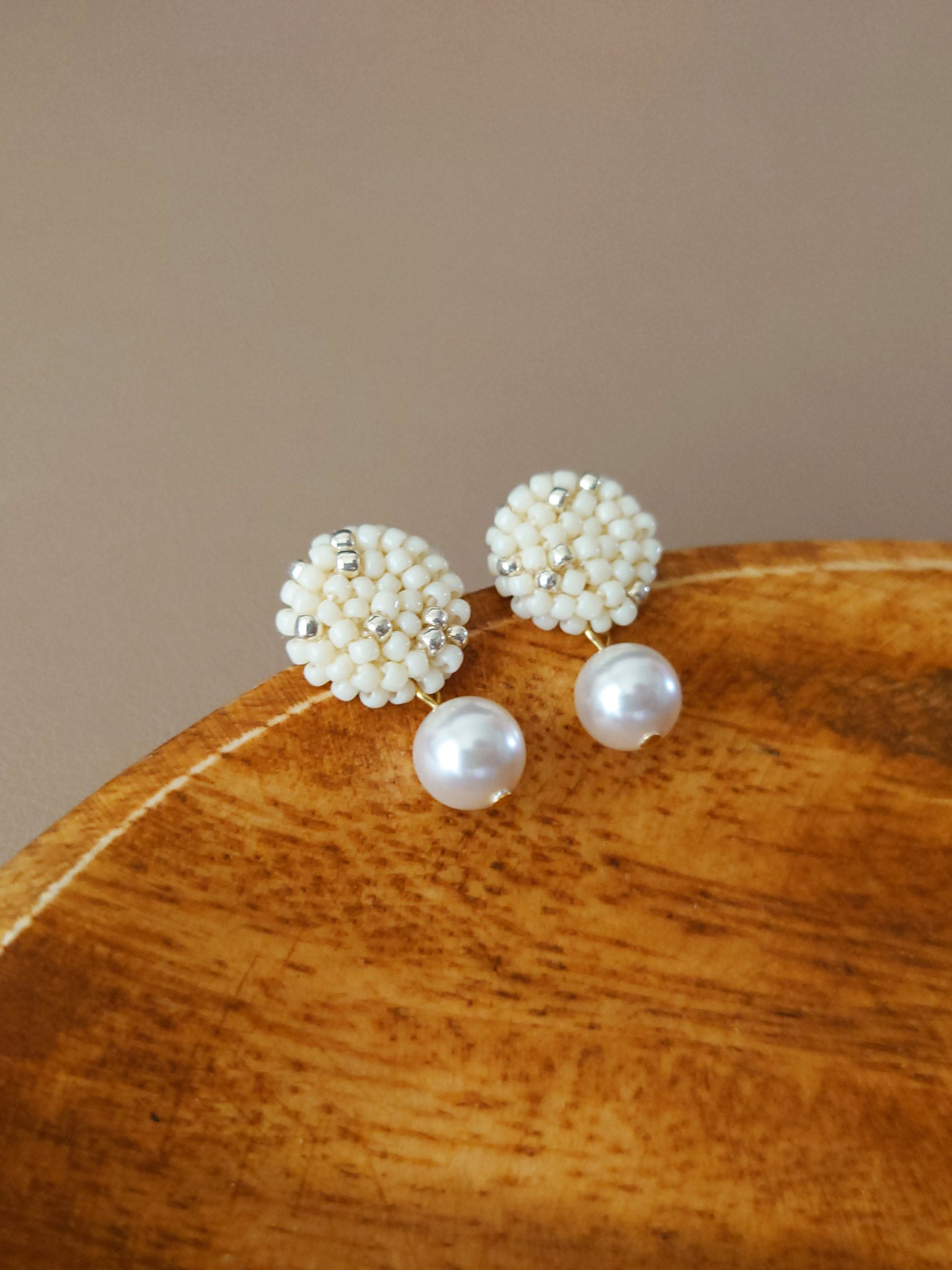 Mariota Drop Earrings in Milk White Side
