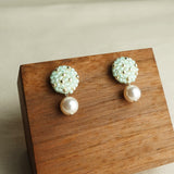 Mariota Drop Earrings in Mint Green Display 2