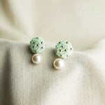 Mariota Drop Earrings in Mint Green Front 2