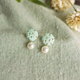 Mariota Drop Earrings in Mint Green Front