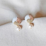 Mariota Trio Earrings in Champagne Pink Front 2