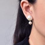 Mariota Trio Earrings in Champagne Pink Model