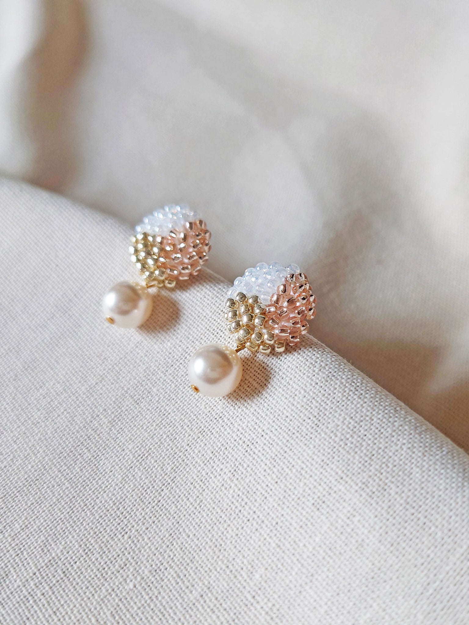 Mariota Trio Earrings in Champagne Pink Side 1