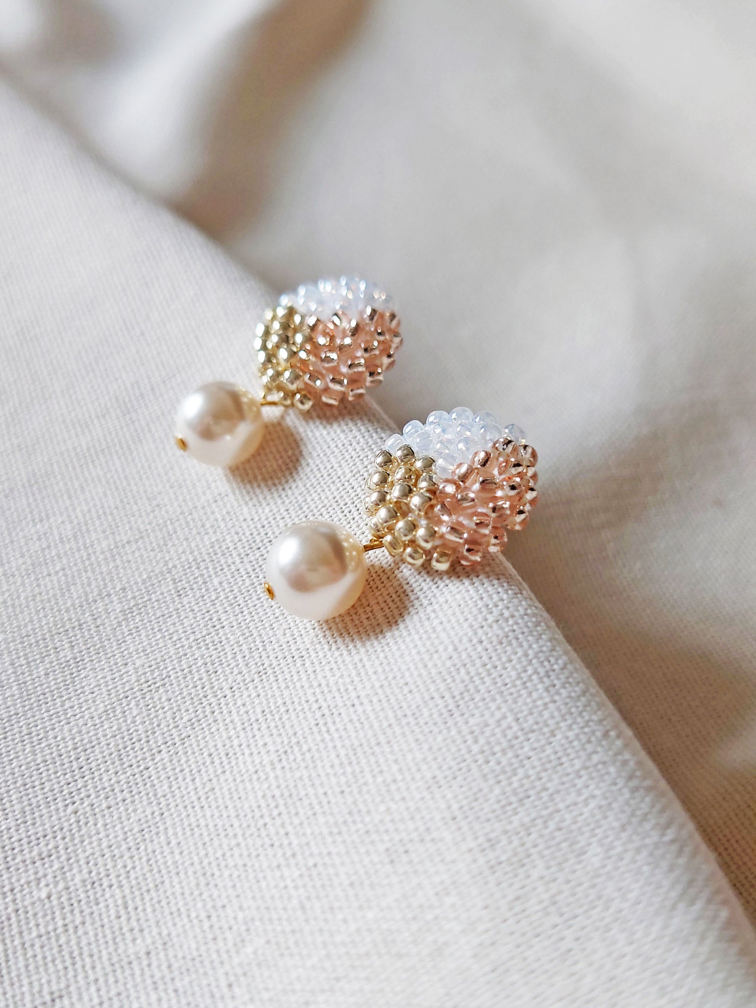 Mariota Trio Earrings in Champagne Pink Side 2