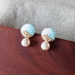 Mariota Trio Earrings in Blue Display Front