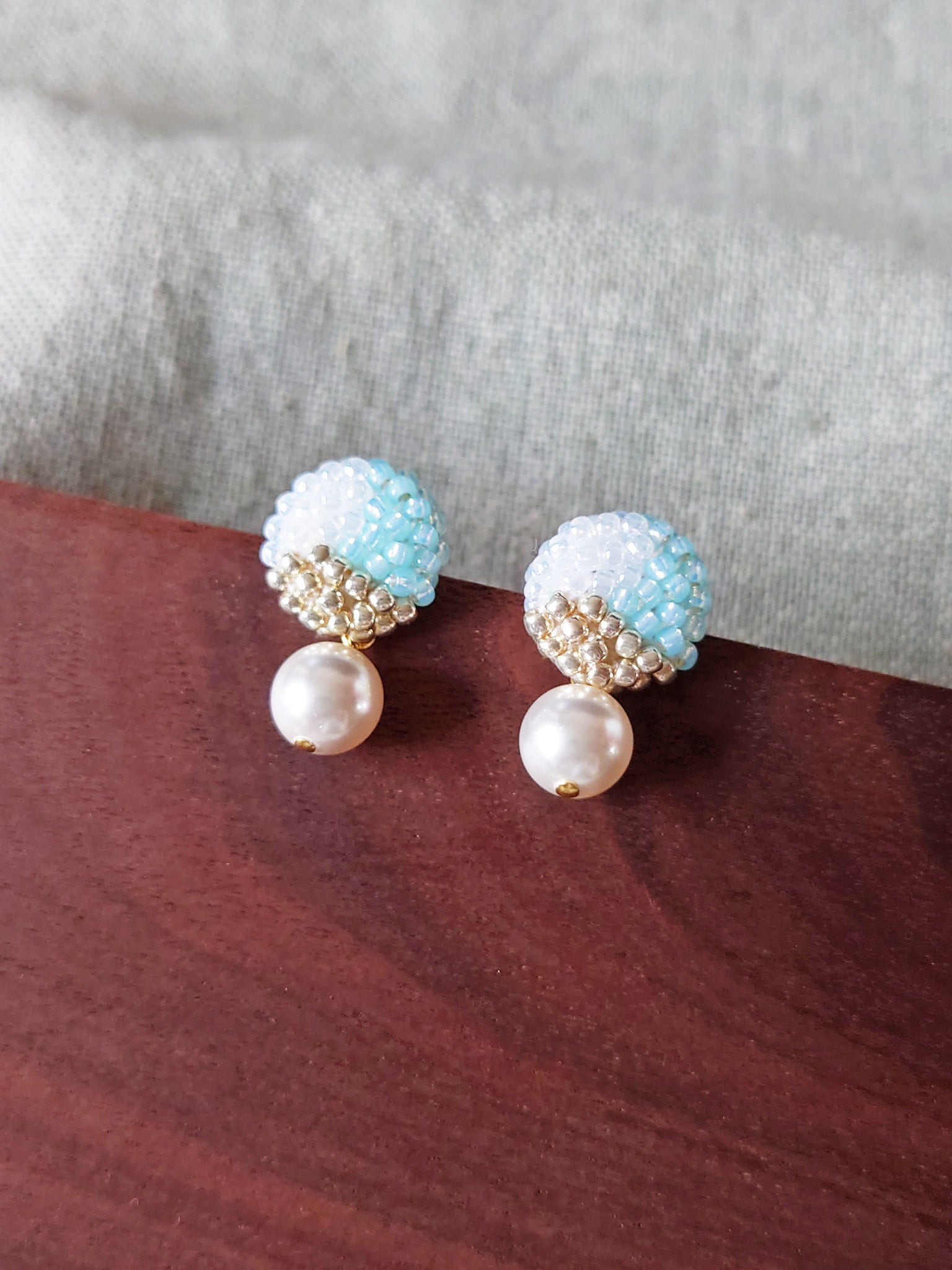 Mariota Trio Earrings in Blue Display Front