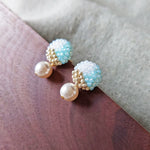 Mariota Trio Earrings in Blue Display Side