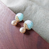 Mariota Trio Earrings in Blue Display Side