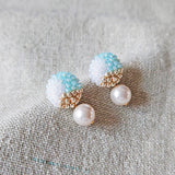 Mariota Trio Earrings in Blue Left