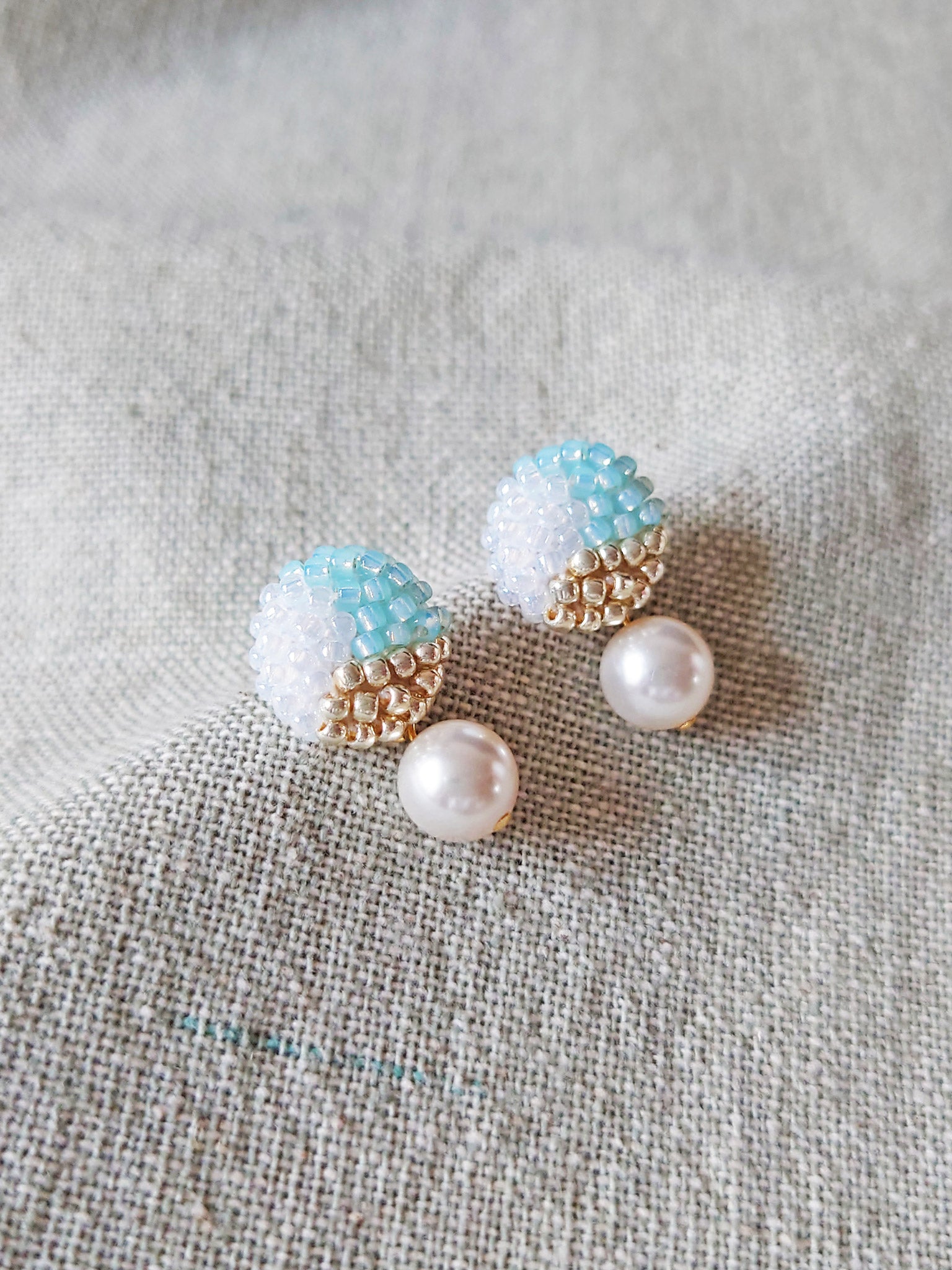 Mariota Trio Earrings in Blue Left