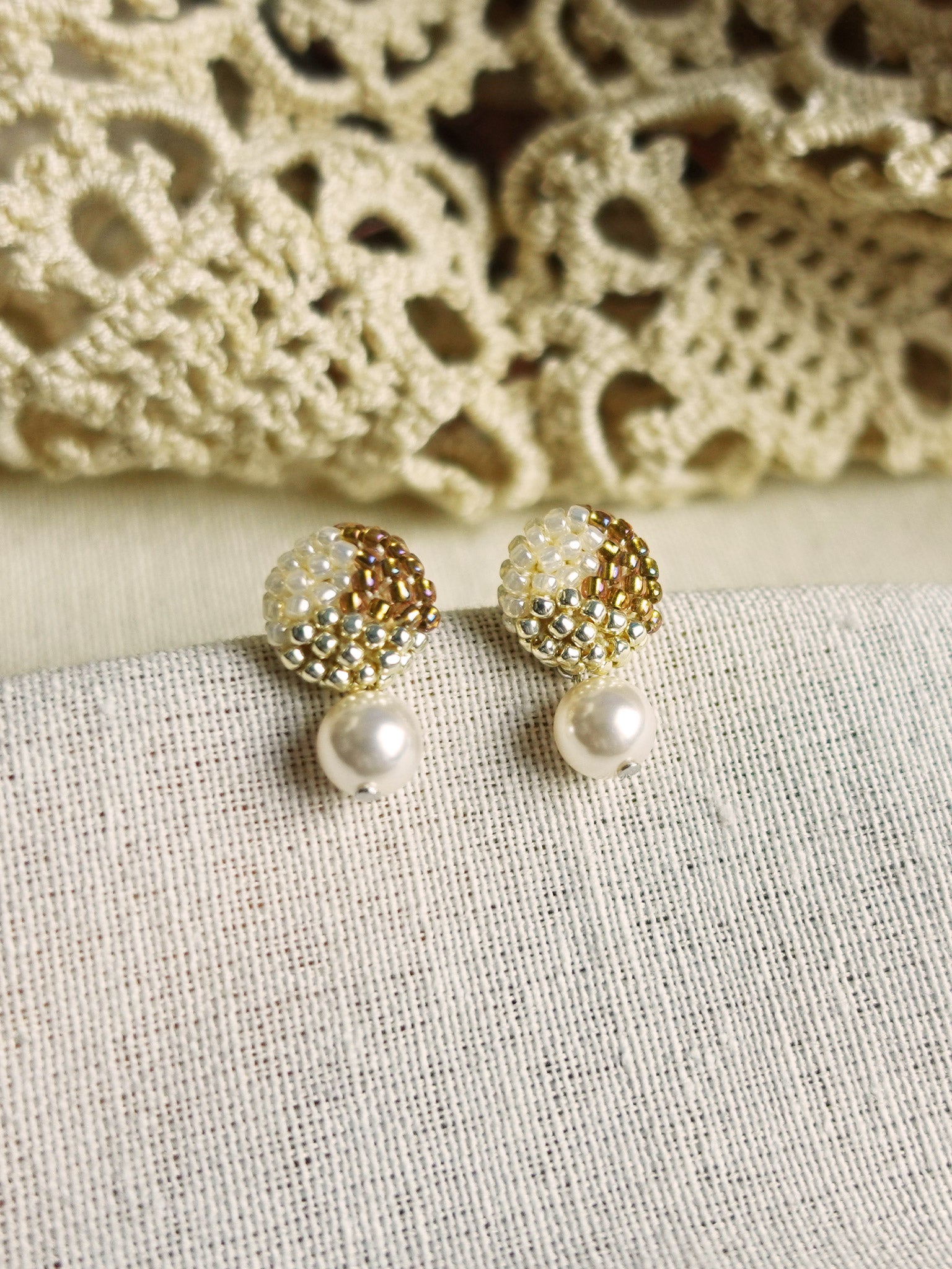 Mariota Trio Earrings in Caramel Brown Front