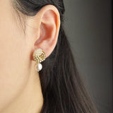 Mariota Trio Earrings in Caramel Brown Model
