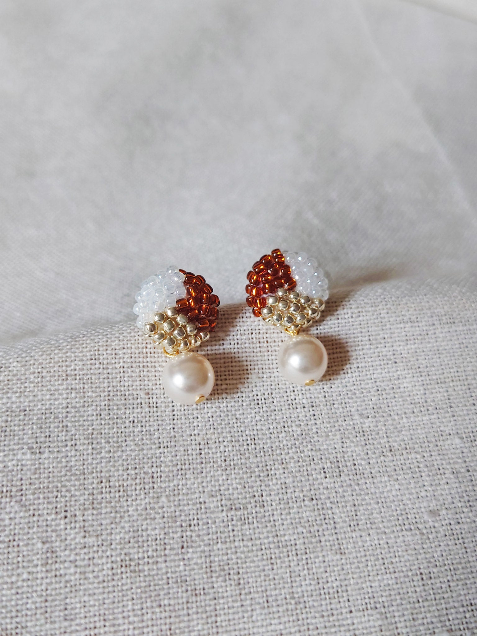 Mariota Trio Earrings in Dark Amber Left