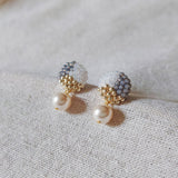 Mariota Trio Earrings in Grey Front