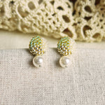 Mariota Trio Earrings in Lime Green Front 1