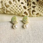 Mariota Trio Earrings in Lime Green Front 2