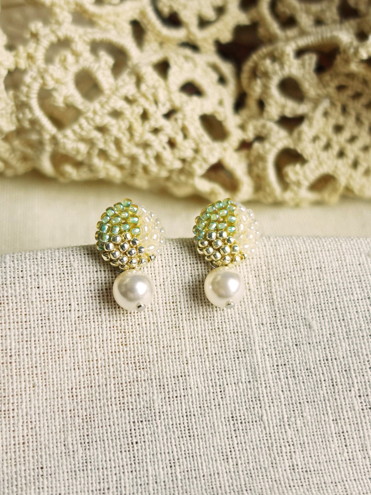 Mariota Trio Earrings in Lime Green Front 2