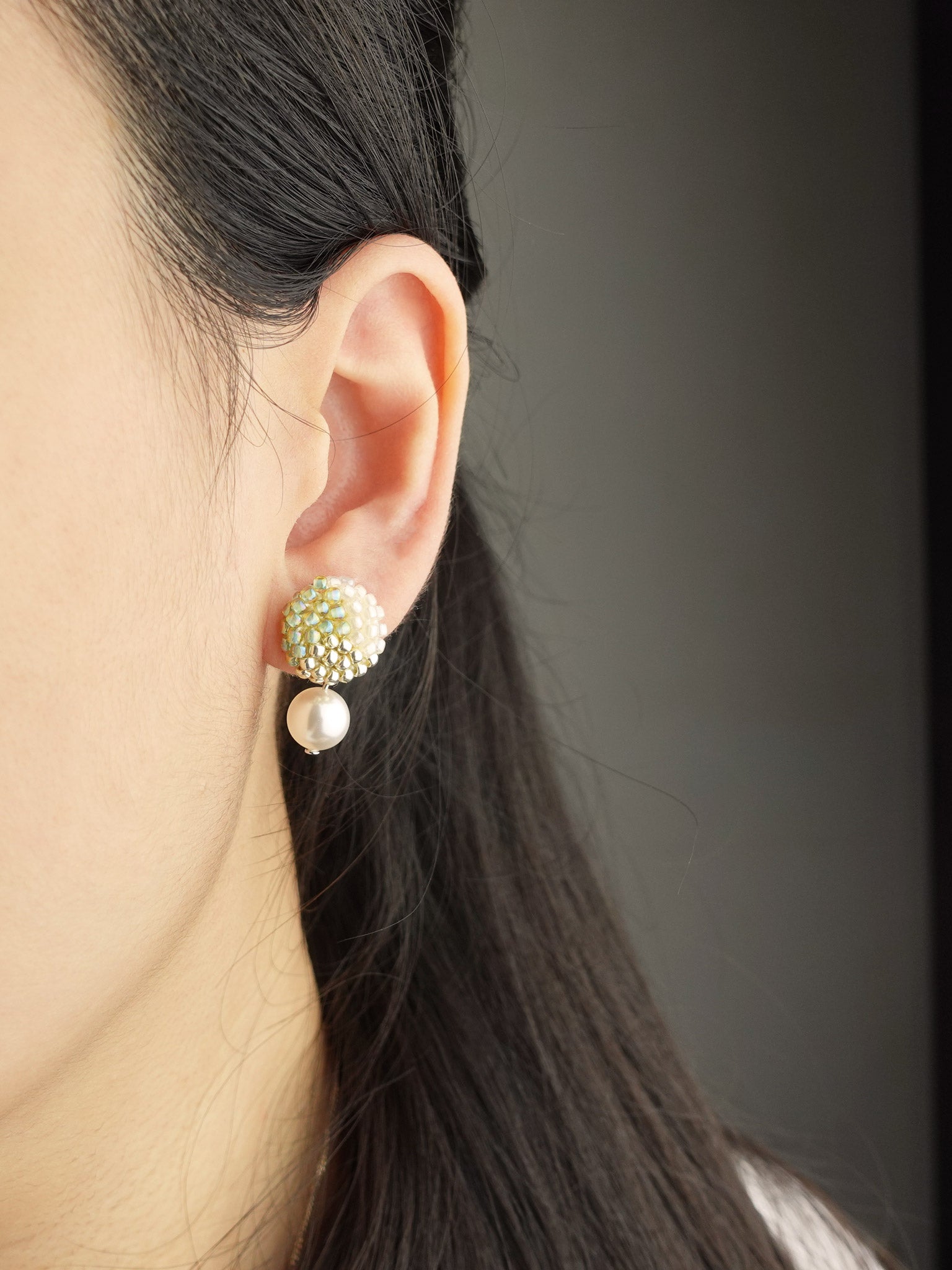 Mariota Trio Earrings in Lime Green Model