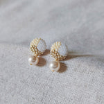 Mariota Trio Earrings in Milk White Front