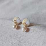 Mariota Trio Earrings in Milk White Front