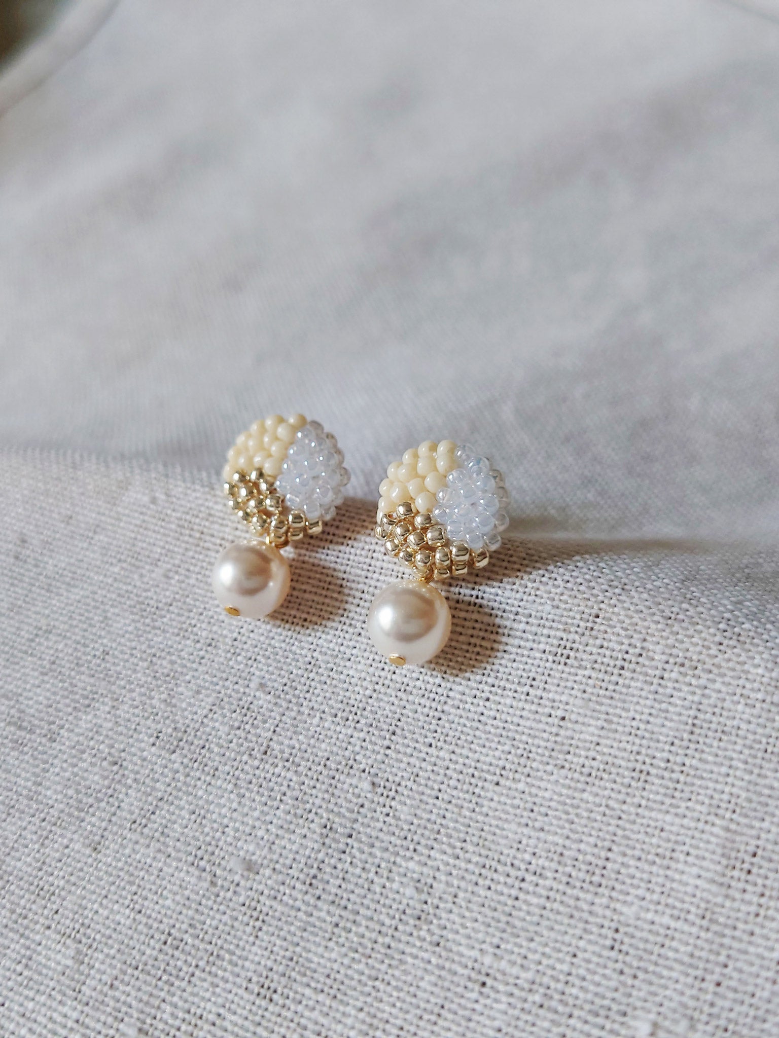 Mariota Trio Earrings in Milk White Front