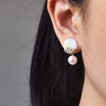 Mariota Trio Earrings in Milk White Model