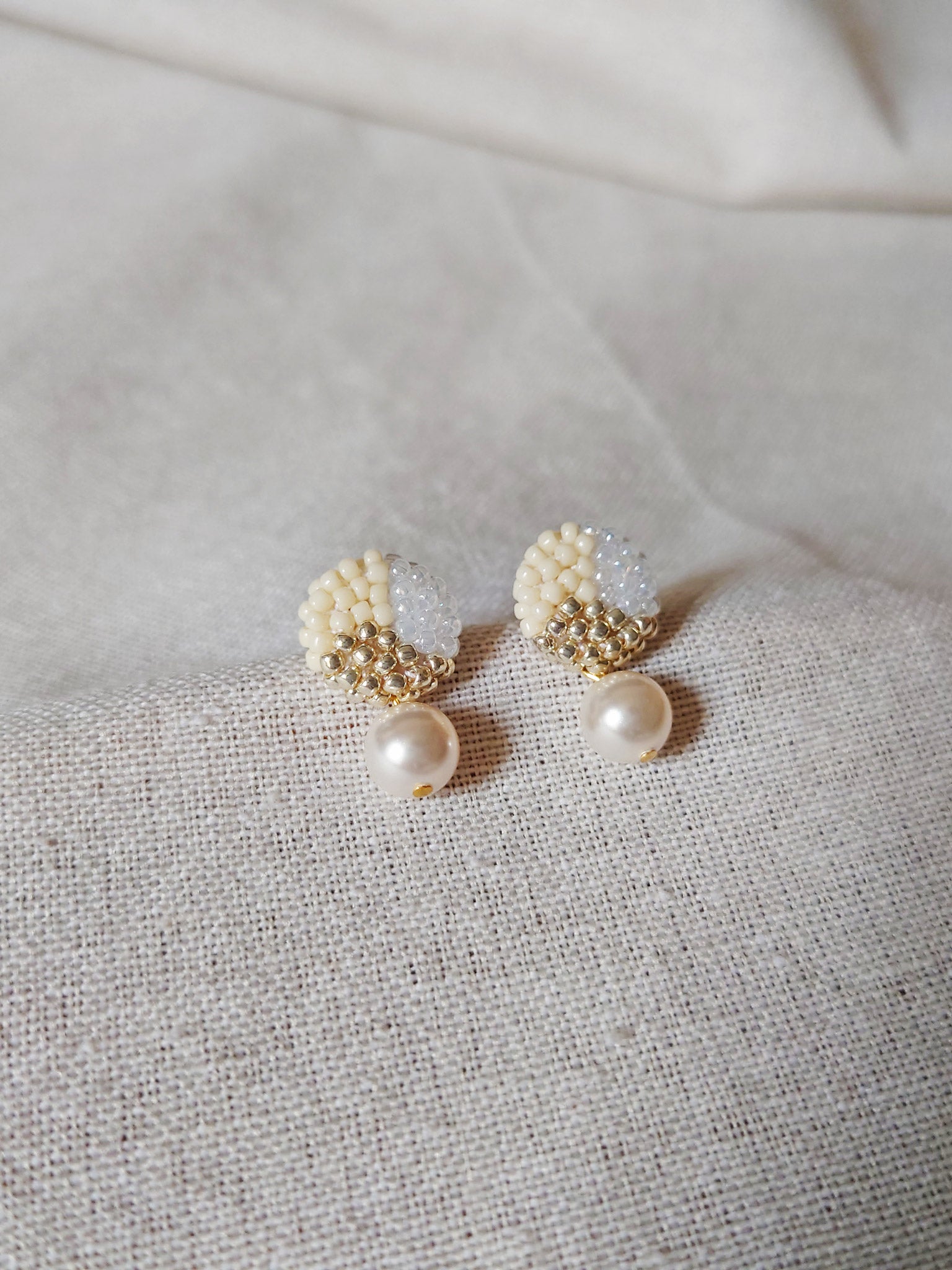 Mariota Trio Earrings in Milk White Side