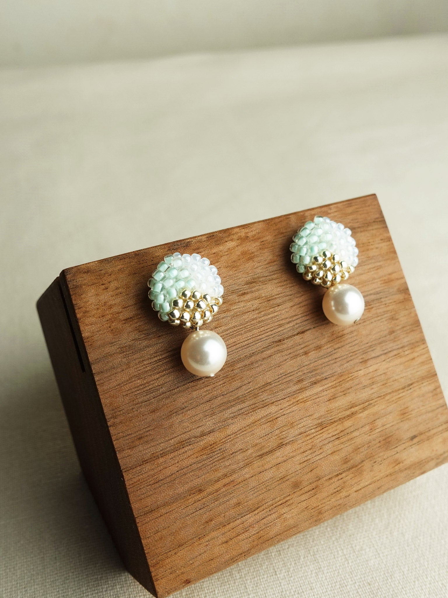 Mariota Trio Earrings in Mint Green Display 2