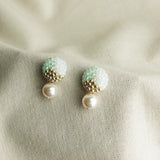 Mariota Trio Earrings in Mint Green Front 2