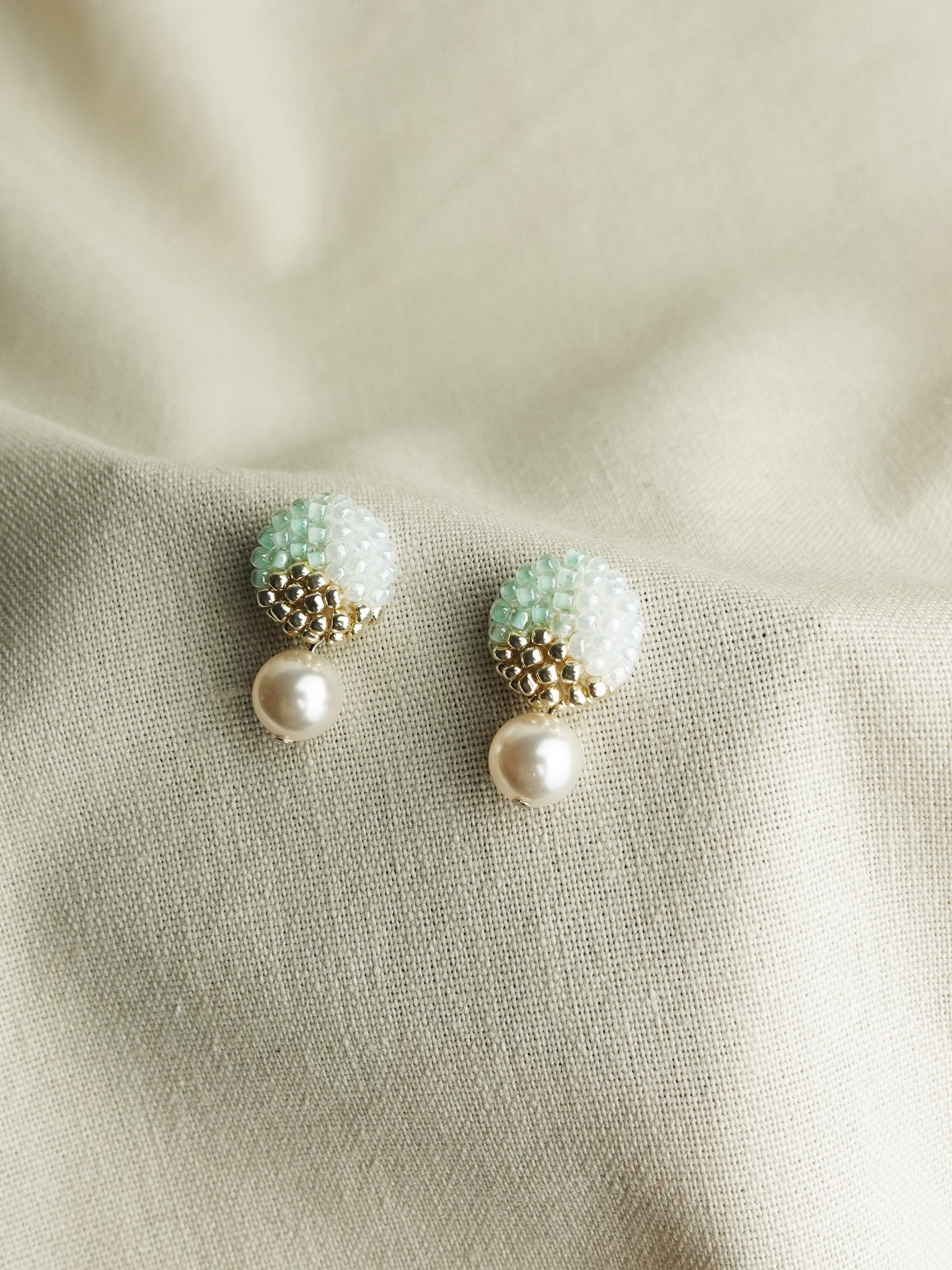 Mariota Trio Earrings in Mint Green Front 2