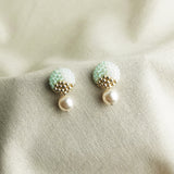 Mariota Trio Earrings in Mint Green Front 3