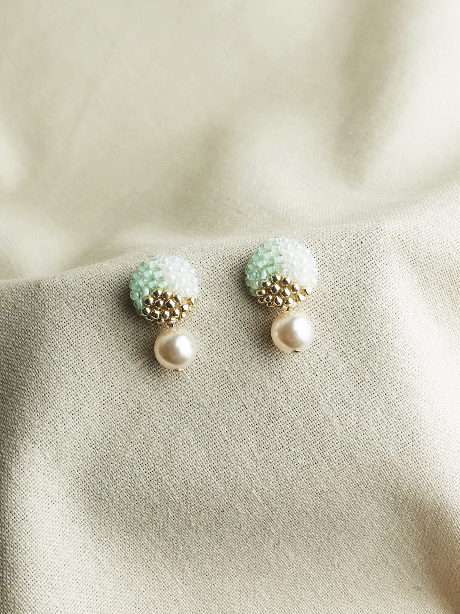 Mariota Trio Earrings in Mint Green Front 3