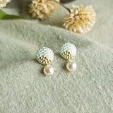 Mariota Trio Earrings in Mint Green Front