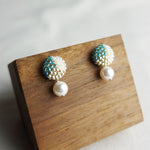 Mariota Trio Earrings in Ocean Green Display Left
