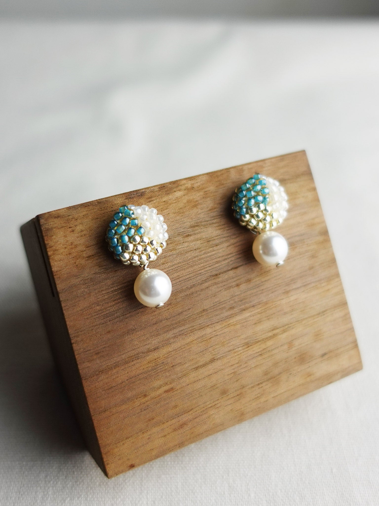 Mariota Trio Earrings in Ocean Green Display Left