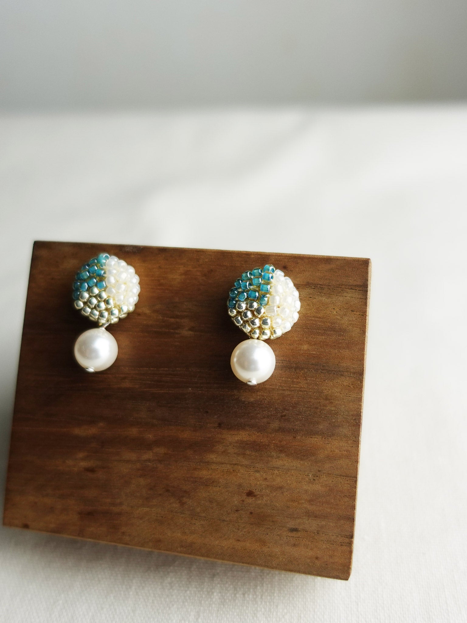 Mariota Trio Earrings in Ocean Green Display Right