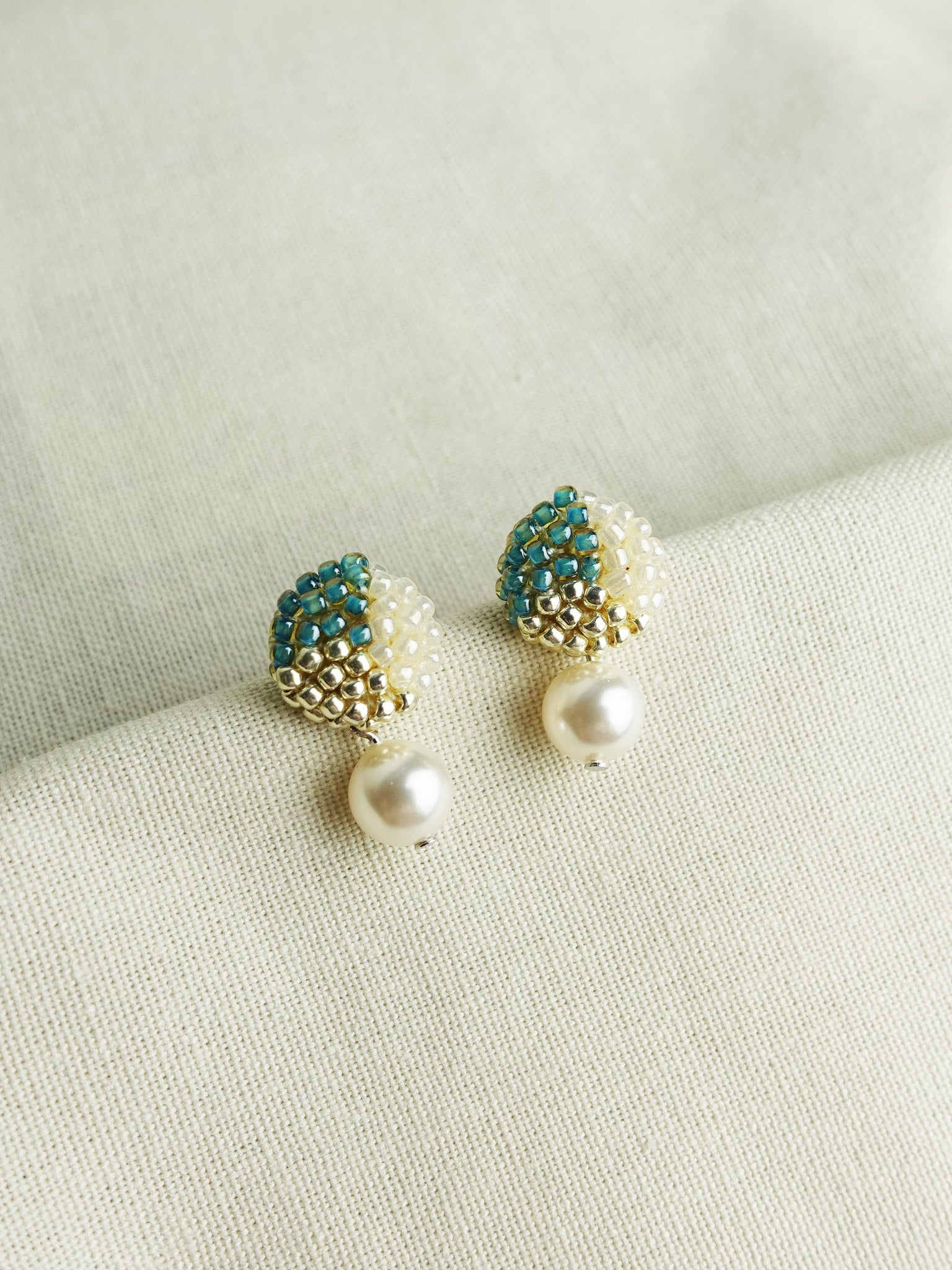 Mariota Trio Earrings in Ocean Green Left
