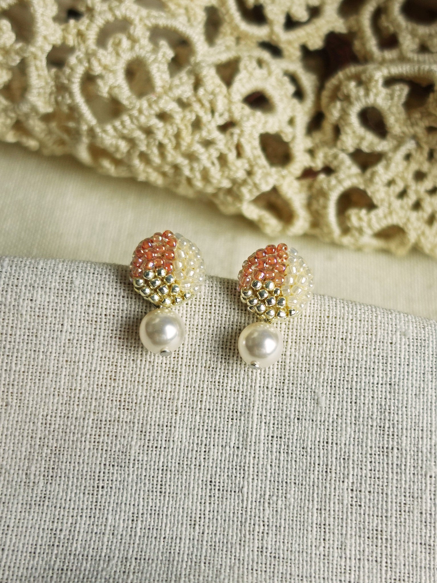 Mariota Trio Earrings in Strawberry Red Front 1
